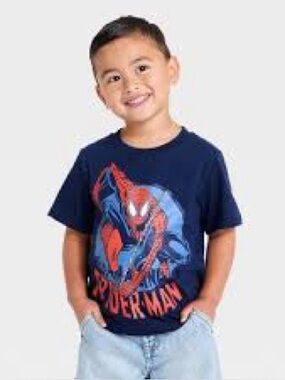 Marvel Navy Blue & Red Spider-Man Graphic Tee. kids boy size 14 junior. New